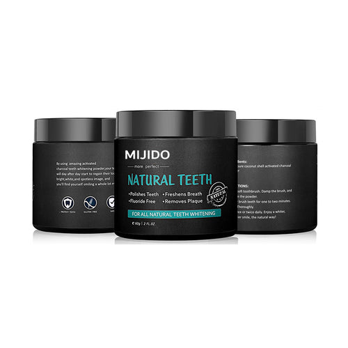 MIJIDO Tooth Whitening Natural Activated Coconut Charcoal Tooth Whitening Charcoal Powder  Tartar Removal